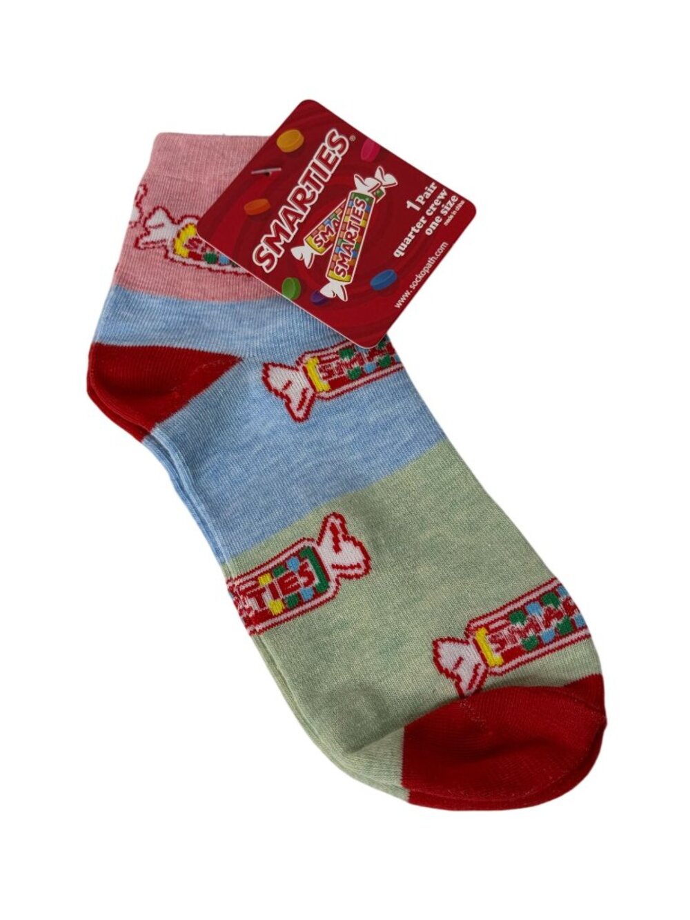 Smarties Candy Quarter Crew Socks Pastel Novelty Graphic New